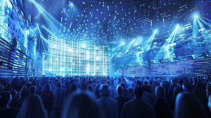 An outdoor concert or event with highspeed 5G internet access for attendees allowing for seamless streaming social media use and digital ticketing.