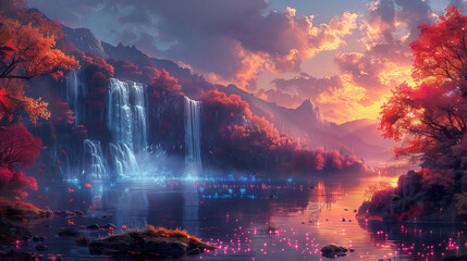 Fantastic wildlife landscape in the sunset light