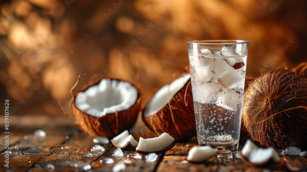 Sticker coconut drink with coconut and cinnamon