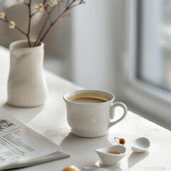 Fototapeta premium coffee and newspaper on the table