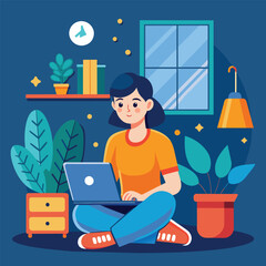 remote-work-freelance-vector-illustration-working