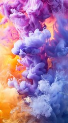 Fototapeta premium Swirling colorful ink clouds in water, abstract art. Creative fluid design concept