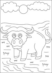 bull farm animal coloring book page