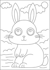 rabbit farm animal coloring book page