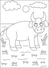 cow farm animal coloring book page
