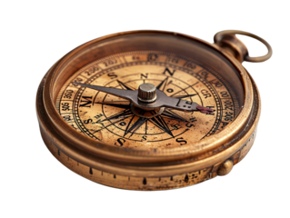 Vintage Compass with Intricate Details on White
