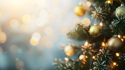 Christmas tree with blurry background with space for text 