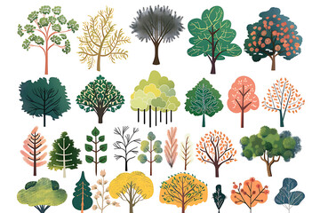 Obraz premium Set of different kind of plants , Elements , white background ,easy useable