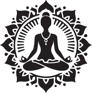black yoga woman meditating mandala clip art preview