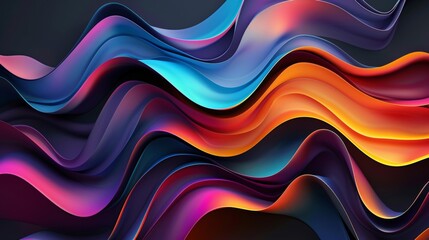 Colorful abstract wavy lines with gradient shades, digital artwork. Modern art and design concept
