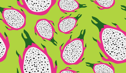 Cute dragon fruits pattern background vector design