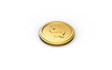 Realistic 3D illustration of dollar, coin, cash, business, investment, economy and finance. World currency gold coin illustration png image. Dollar coin with white background.