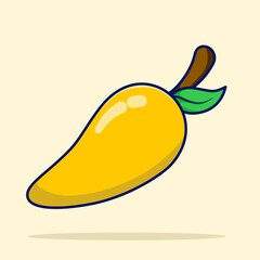 Mango Fruit Cartoon, Mangosteen Fruit cartoon illustration, half cut flat design of Mango Fruit, summer tropical fruit for healthy lifestyle. Mango fruit isolated on background.