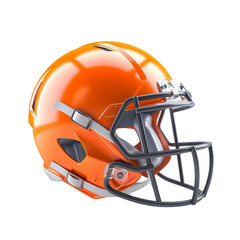 High-quality image of an orange football helmet, perfect for sports-related content and equipment promotion. Isolated on white background.