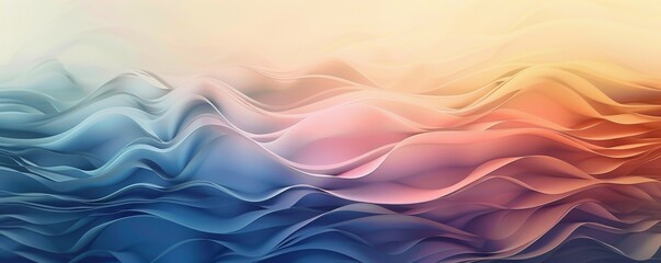 Fototapeta premium Abstract gradient waves with smooth flowing lines in pastel shades, digital art. Modern backdrop concept