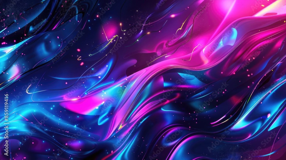 Aufkleber futuristic abstract background in cyber art style, featuring neon lights and geometric patterns.