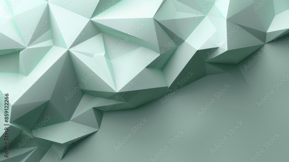 Poster elegant background featuring a low-poly gradient from mint to gray, creating a soft and refined visu