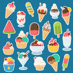 Various sweet ice cream dessert