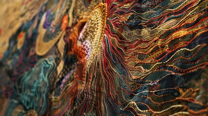 An ancient tapestry believed to possess mystical powers billows aggressively in the wind mesmerizing those who behold it.