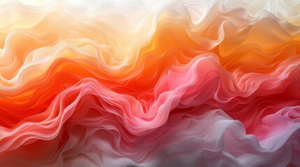 Obraz premium Abstract colorful waves of layered fabric in red, orange, and white tones. Modern art and design concept