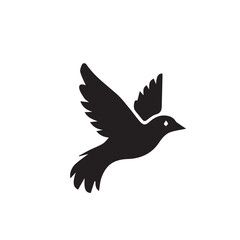 silhouette of a flying bird vector on white background