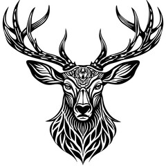 Fototapeta premium antler head, deer head illustration 
