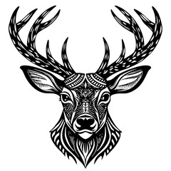 Fototapeta premium antler head, deer head illustration 
