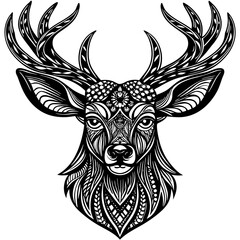 antler head, deer head illustration
