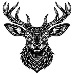 antler head, deer head illustration
