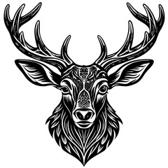 Naklejka premium antler head, deer head illustration 