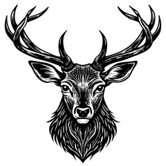 Naklejka premium antler head, deer head illustration 
