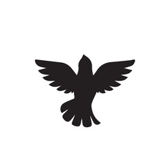 silhouette of a flying bird vector on white background