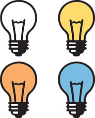 Stunning Creative Flat Icons Collection: Unique Light Bulb Designs for Modern Design Projects