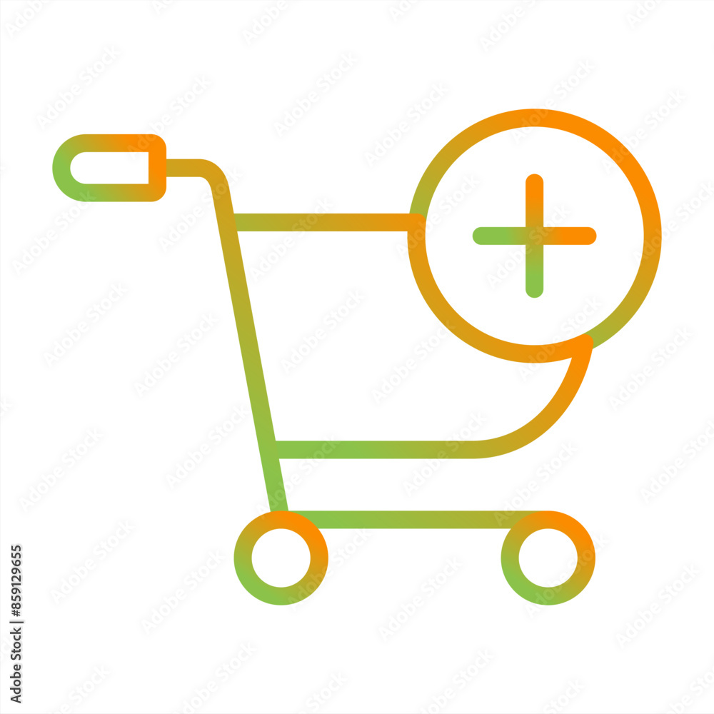 Sticker shoping cart add vector icon