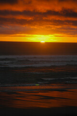 Sun setting in the southern regions in the world across New Zealand