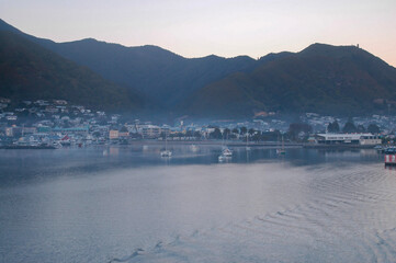 Admiring the blue waters of the sound approaching wellington in new zealand