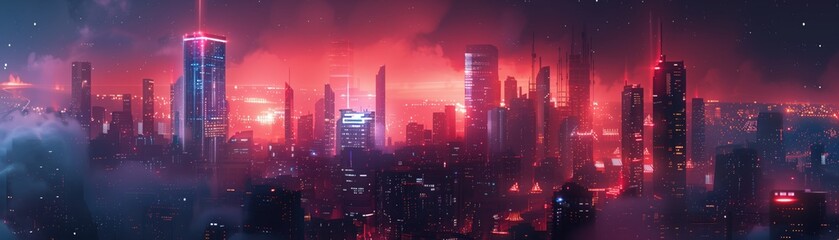 Obraz premium Futuristic Cityscape at Night.