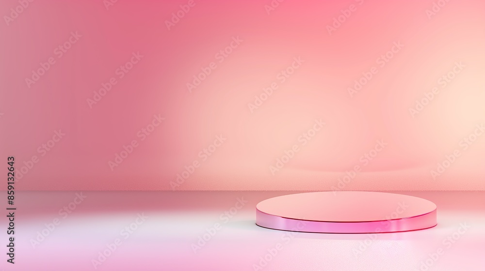 Wall mural Pink Gradient Background with Circle Platform