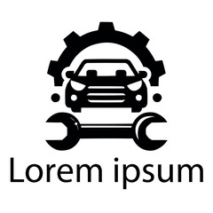 Fototapeta premium A black car servicing logo on white simple background