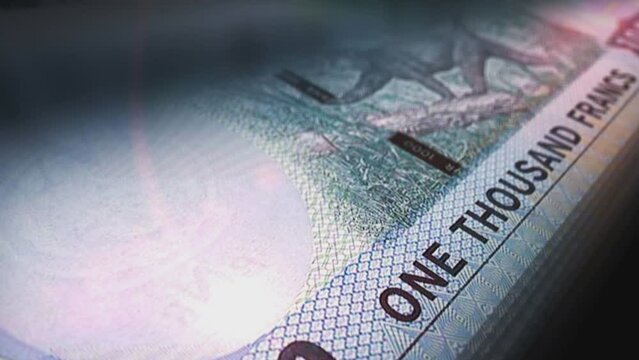 Rwanda money Rwandan francs counting. RWF 1000 banknotes. Fast cash note count macro loop. Business, finance and economy. Loopable and seamless concept.