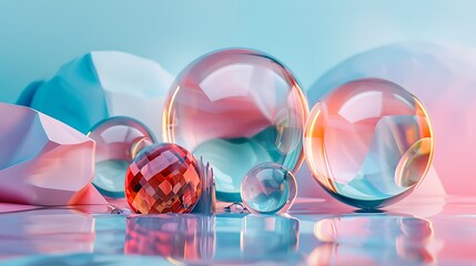 background with colorful bubbles, Pastel Reflections, and AI-generated image