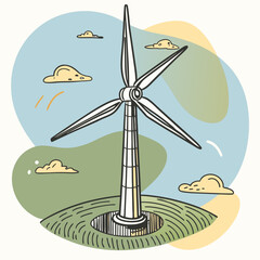 Wind Turbine, energy efficiency wind turbine illustration