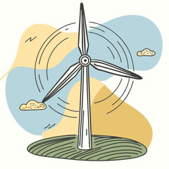 Wind Turbine, energy efficiency wind turbine illustration