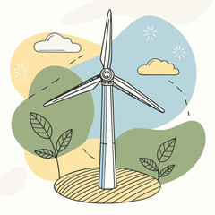 Wind Turbine, energy efficiency wind turbine illustration