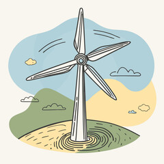 Wind Turbine, energy efficiency wind turbine illustration