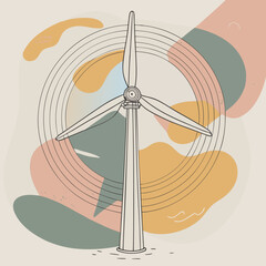 Wind Turbine, energy efficiency wind turbine illustration