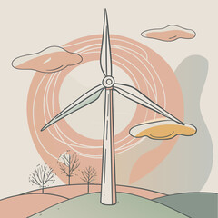 Wind Turbine, energy efficiency wind turbine illustration