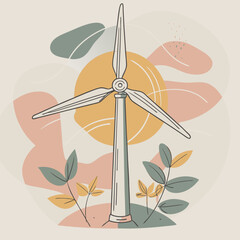 Wind Turbine, energy efficiency wind turbine illustration