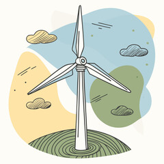 Wind Turbine, energy efficiency wind turbine illustration