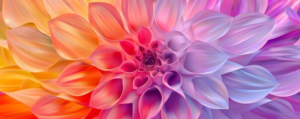 Obraz premium Colorful dahlia flower close-up with gradient petals, vibrant bloom. Nature and beauty concept